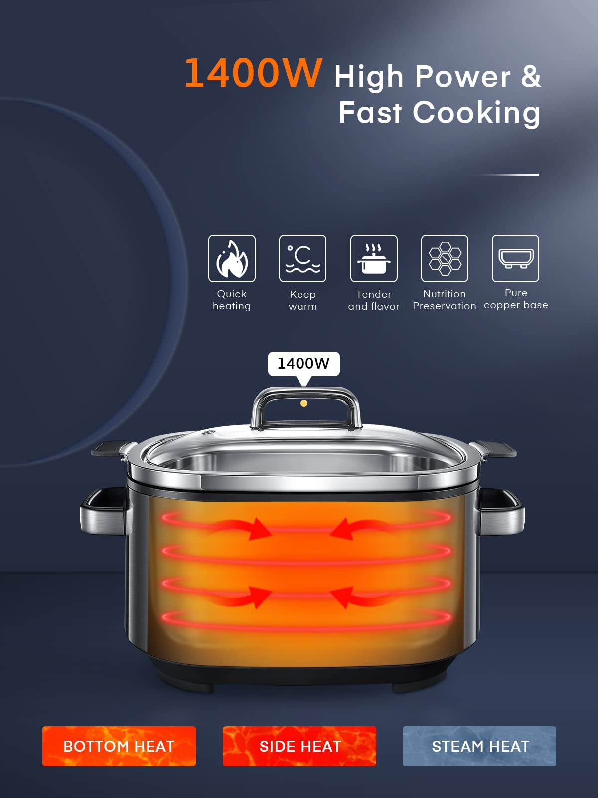6 Quart Programmable Stainless Steel Slow Cooker E102