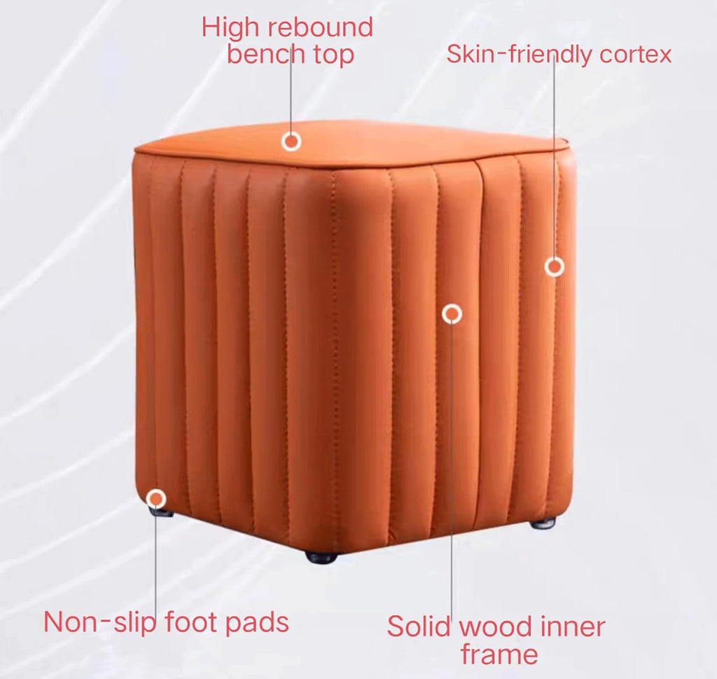 Leather Upholstered Square Footstool S501