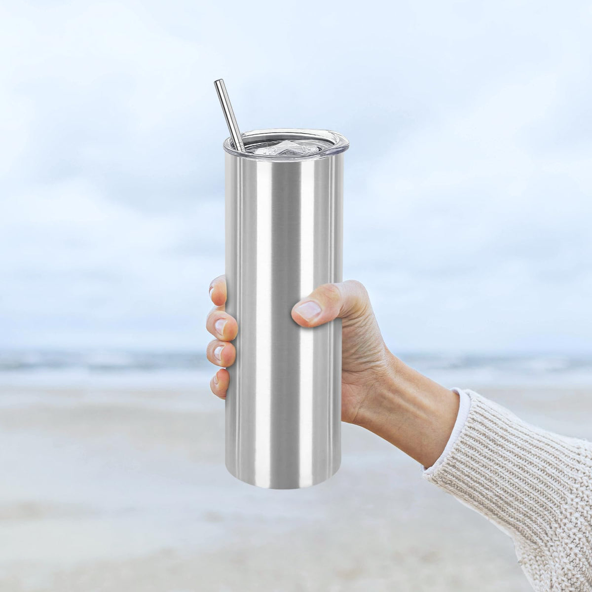 16 Pack 20oz Stainless Steel Insulated Tumblers with Lid and Straw J826