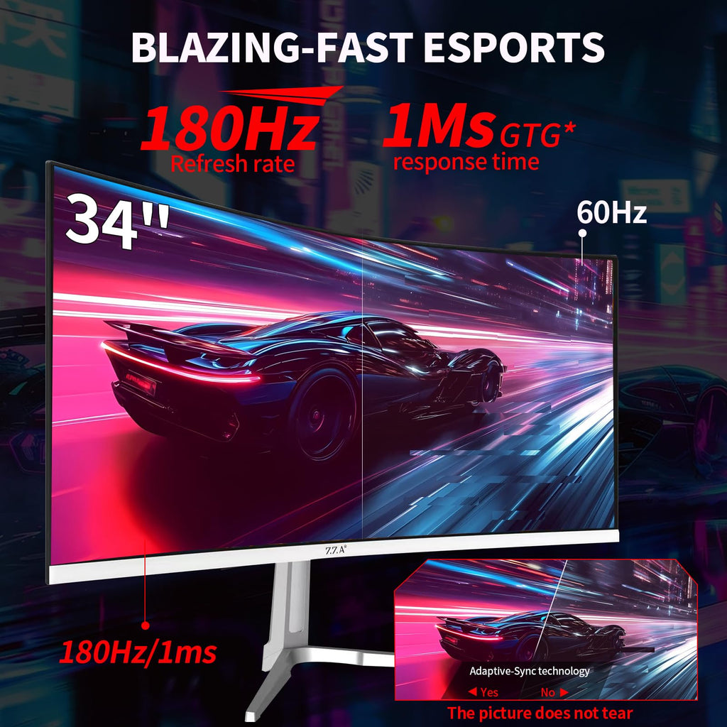34 Inch Curved 1500R WQHD 180hz VA Gaming Monitor Y734398