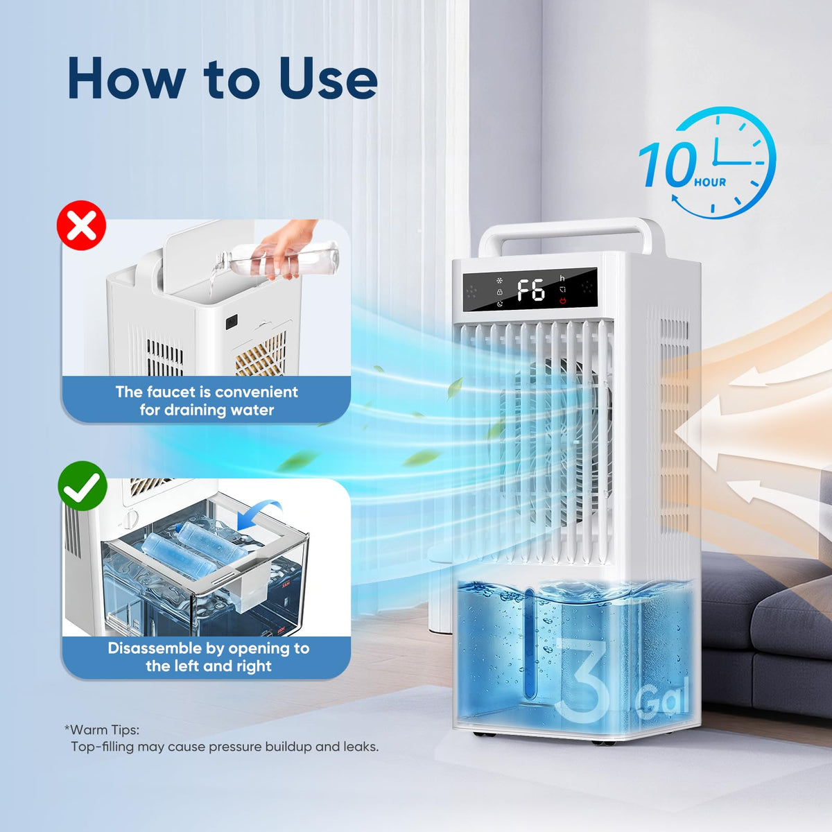 Portable 4-IN-1 Evaporative Air Cooler 3-Gal H929765