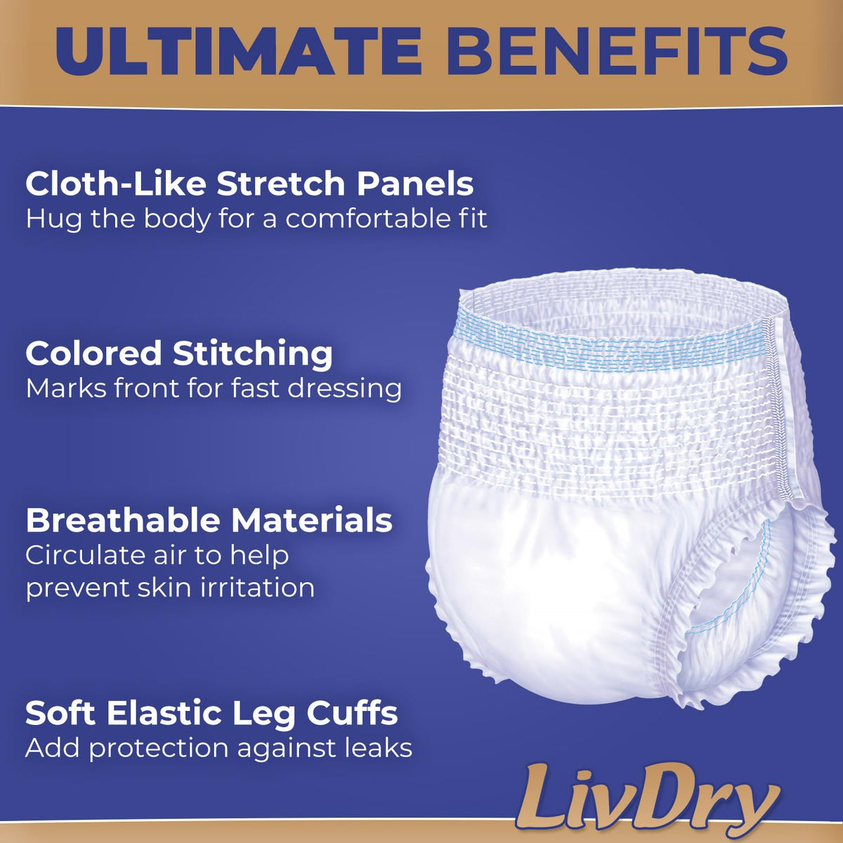 Adult Incontinence Underwear, Medium, 17-Pack X499