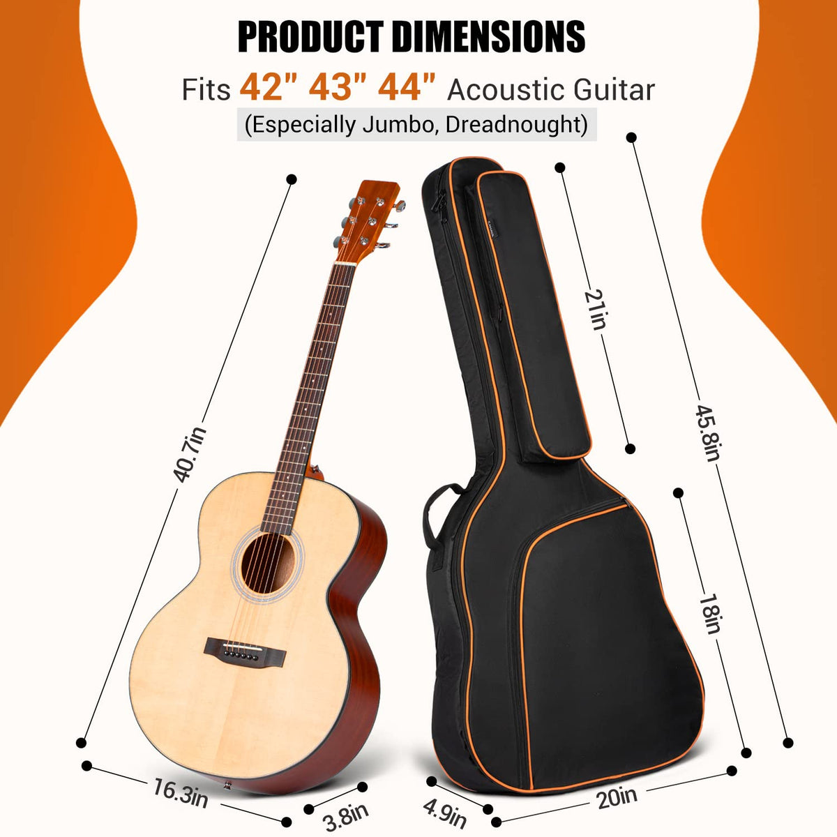 44 Inch Guitar Bag with Adjustable Shoulder Strap R3459