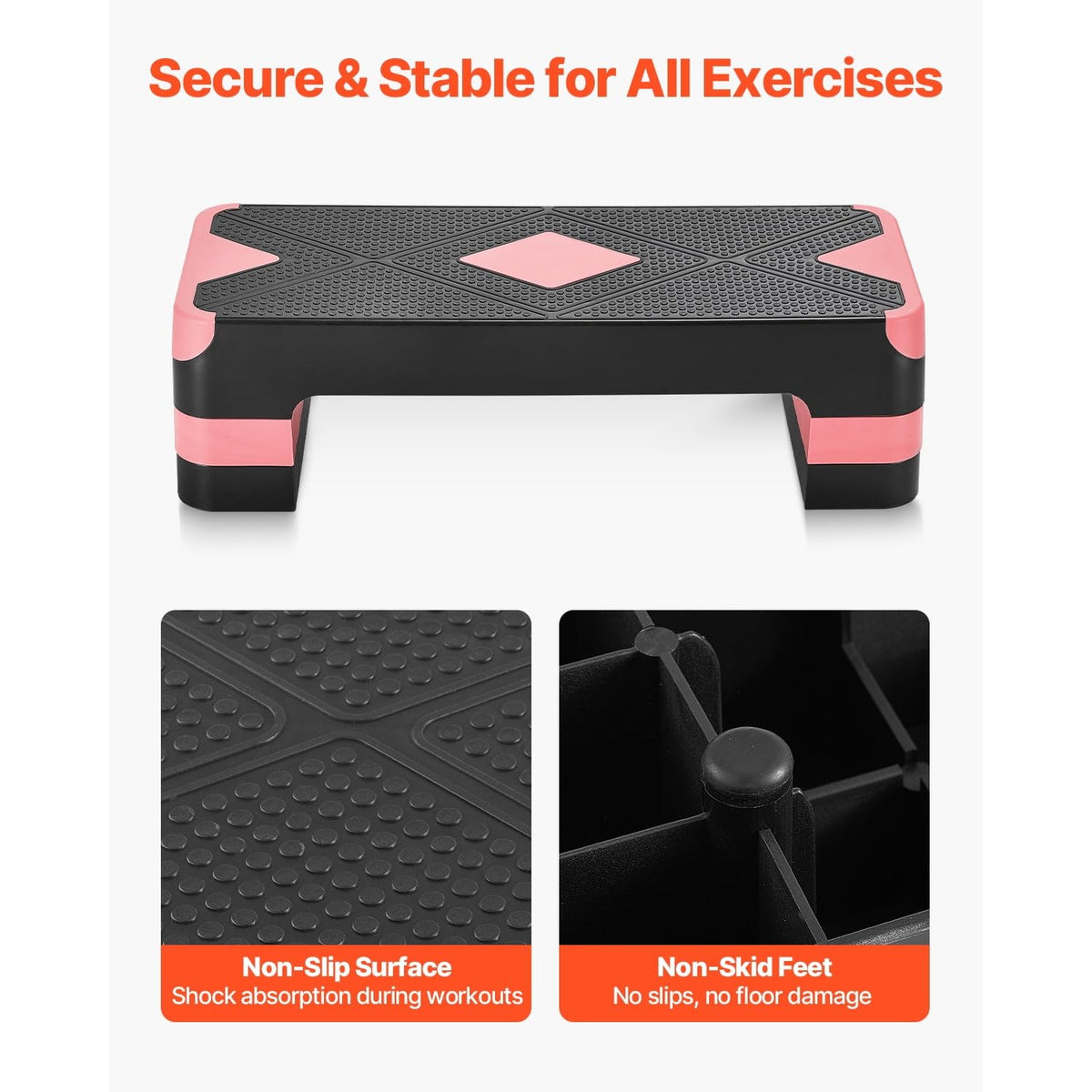 Adjustable Non Slip Aerobic Step Platform with 4 Risers Y848