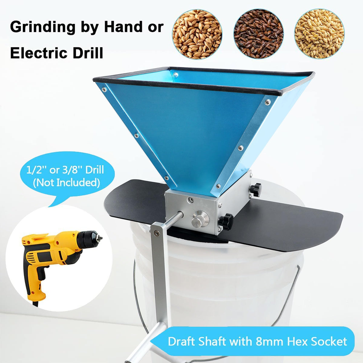Grain Mill with 7.7LB Hopper 2 Stainless Steel Rollers P369
