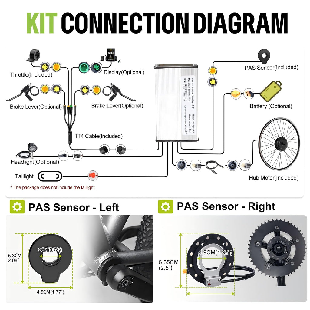 48V 500W Front Wheel Hub Motor Ebike Conversion Kit with Battery H755