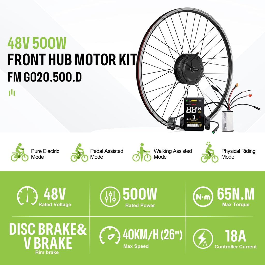 48V 500W Front Wheel Hub Motor Ebike Conversion Kit with Battery H755