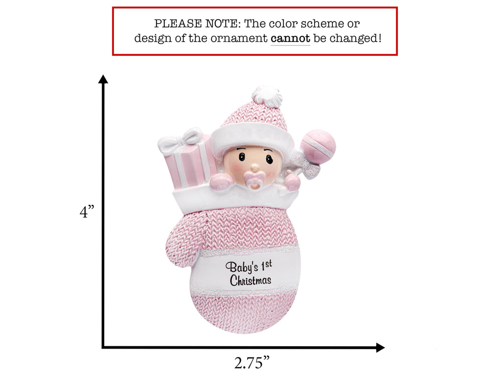 Baby's First Christmas Ornament 2026 Pink Mitten Q335538