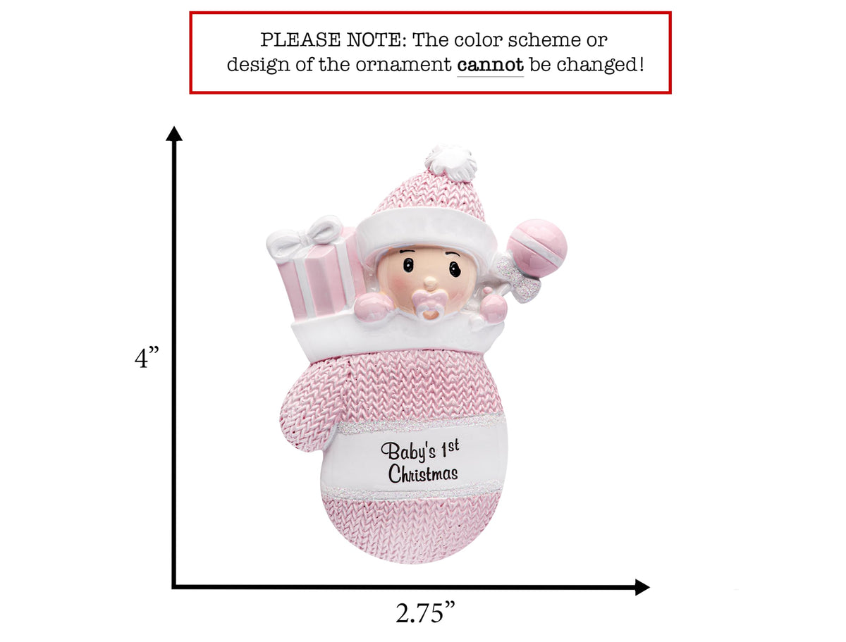 Baby's First Christmas Ornament 2026 Pink Mitten Q335538
