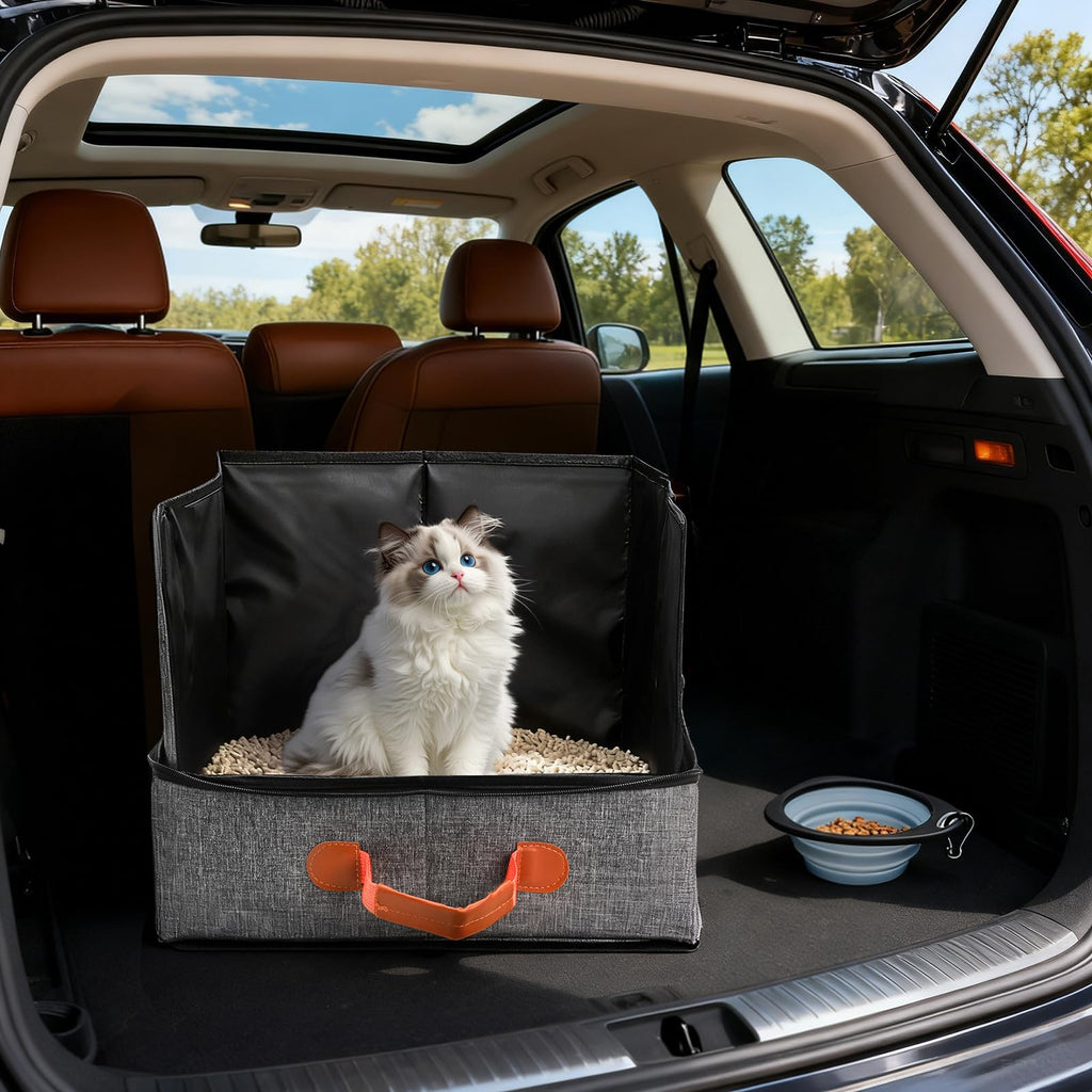 Portable Foldable Cat Litter Box with Lid & Scoop & Bowl G1734