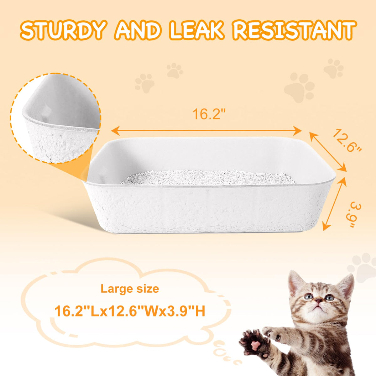 Disposable Cat Litter Boxes White Large 6-Pack G946
