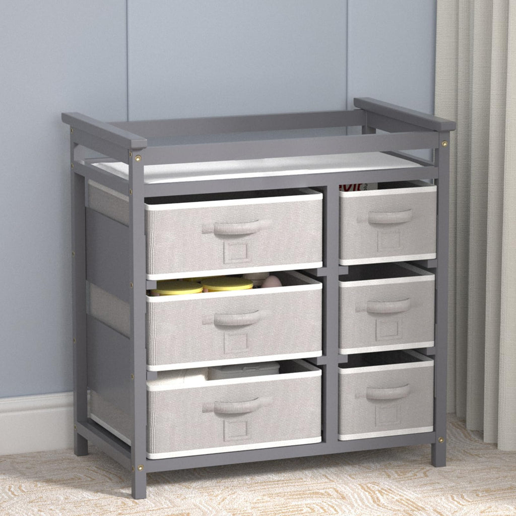 Baby Changing Table with 6 Drawers Storage Station J33874