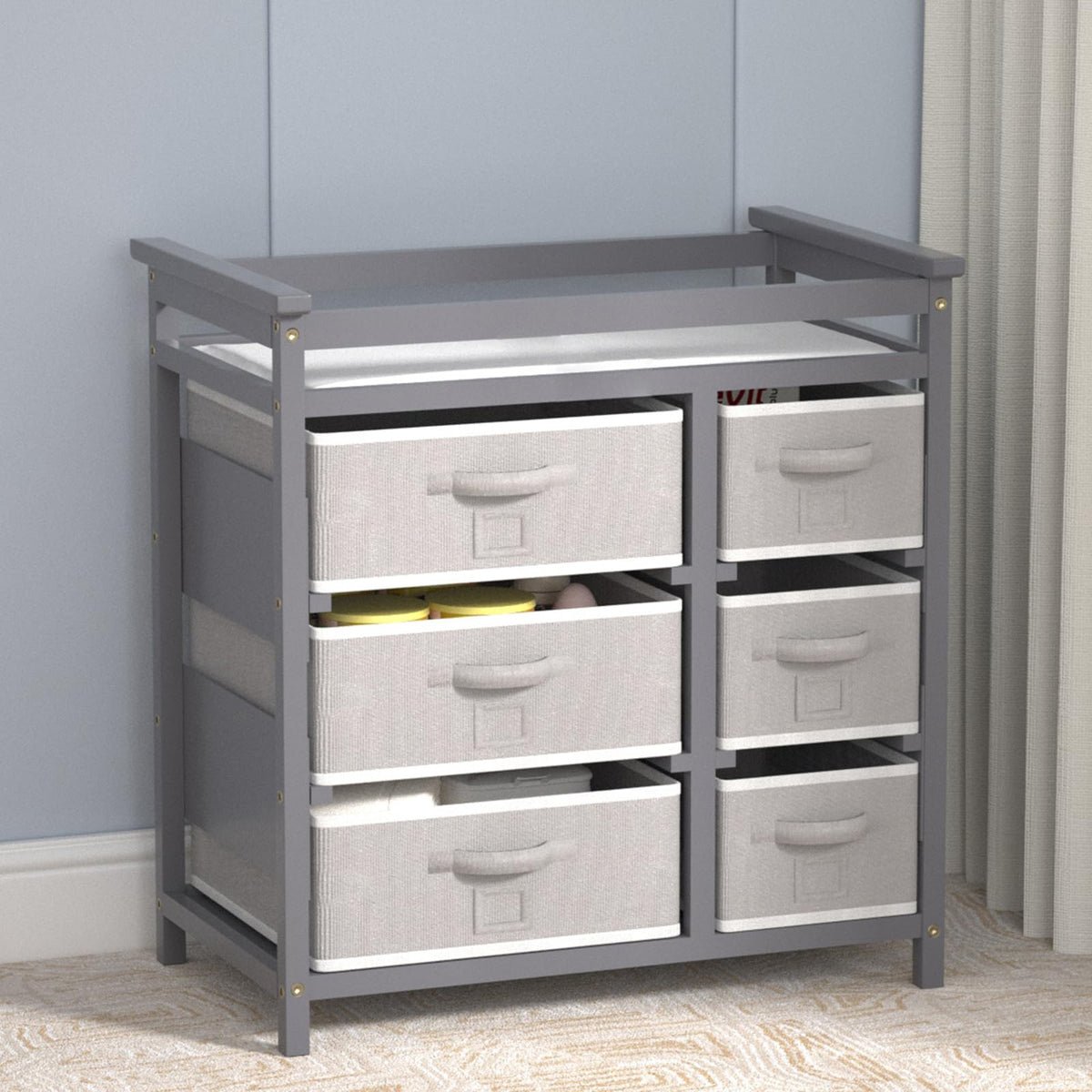 Baby Changing Table with 6 Drawers Storage Station J33874