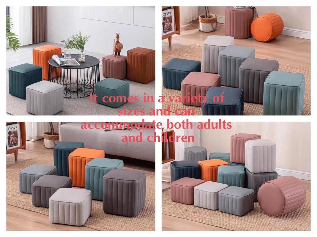 Leather Upholstered Square Footstool S501