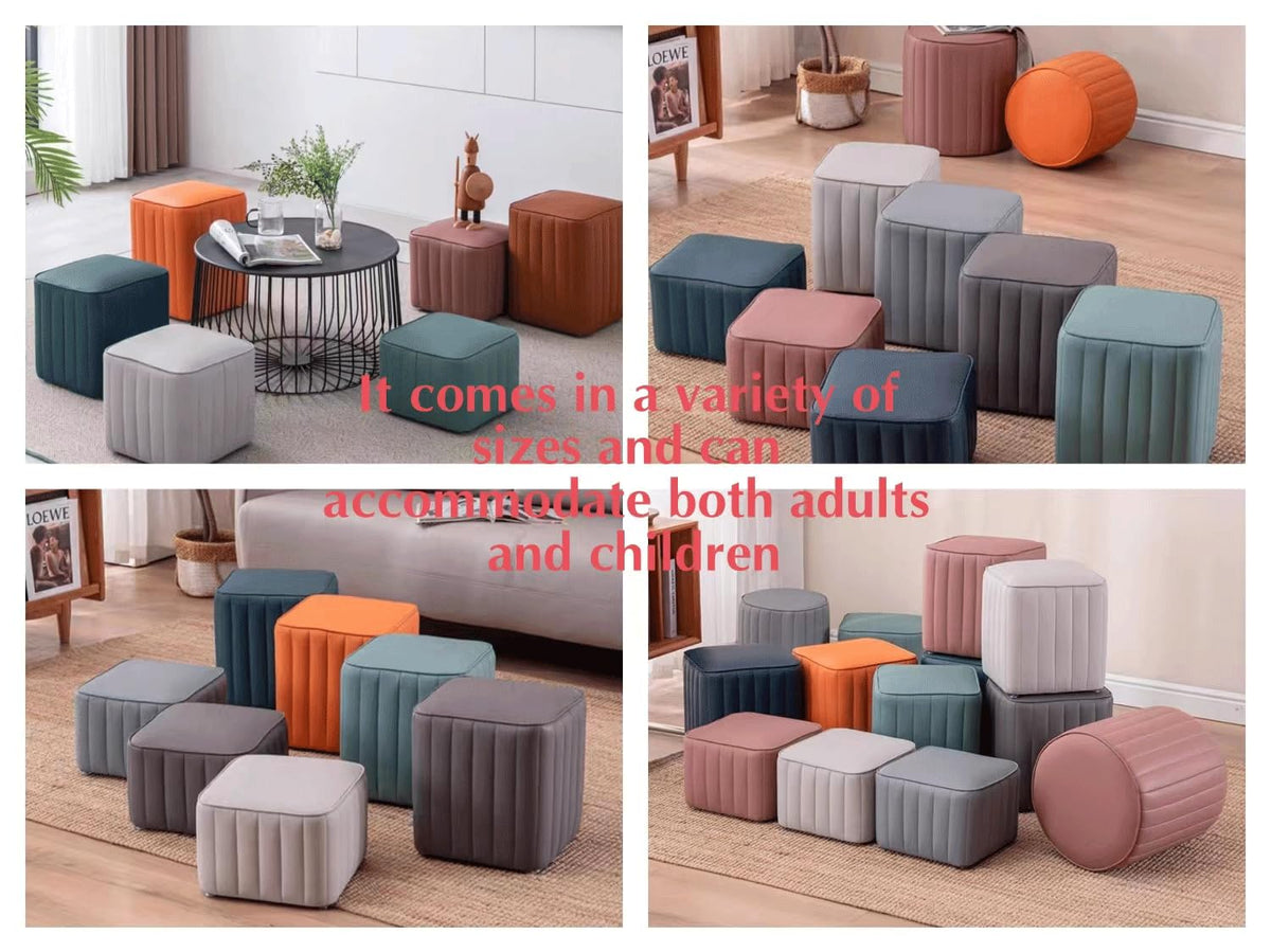 Leather Upholstered Square Footstool S501