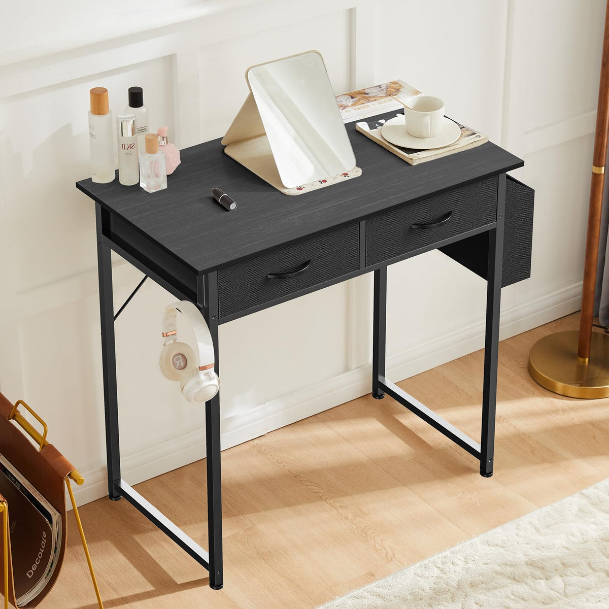 32" Black Computer Desk with Drawers X70852