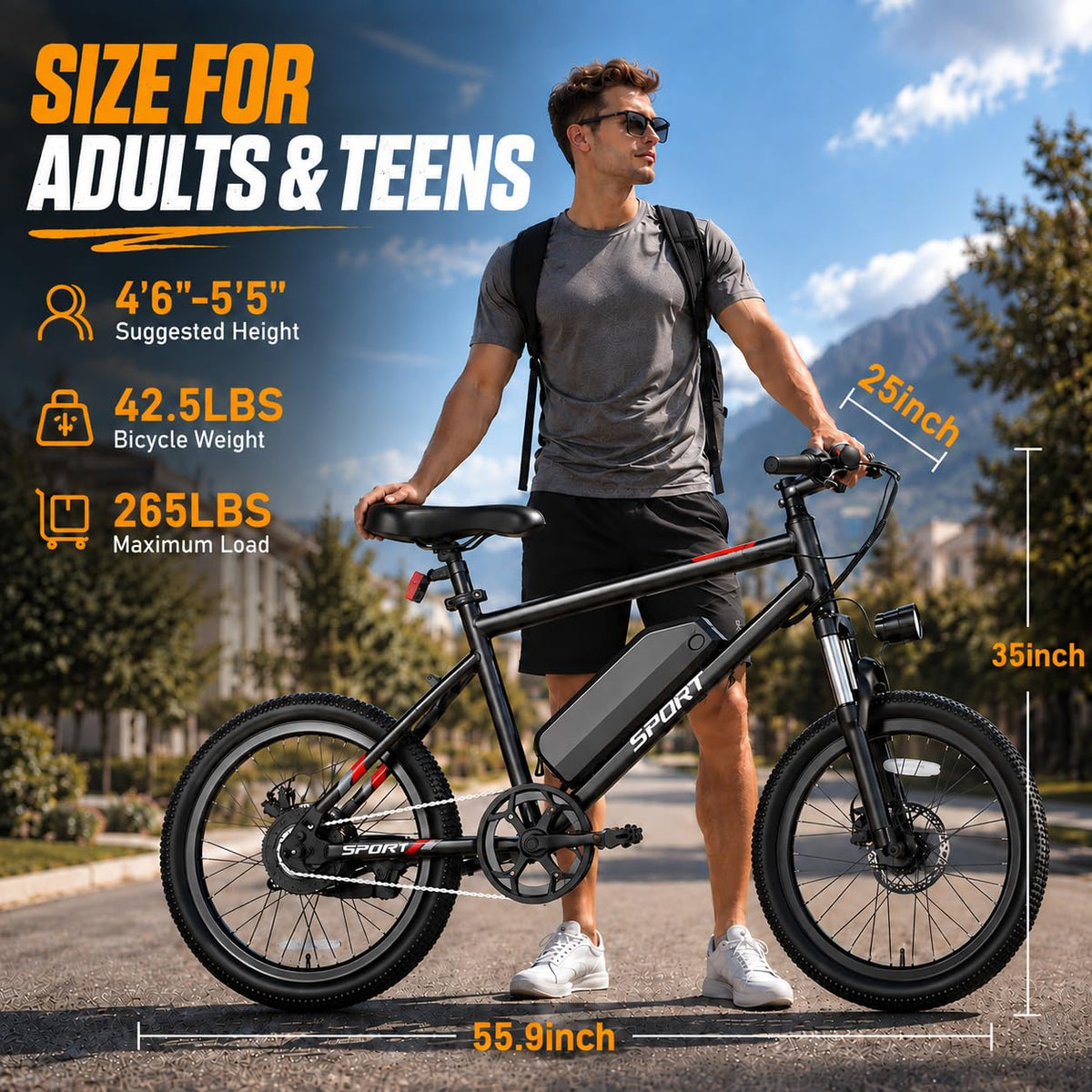 Electric Bike for Adults 1000W Peak Motor 20"/26" Mountain Ebike T514874