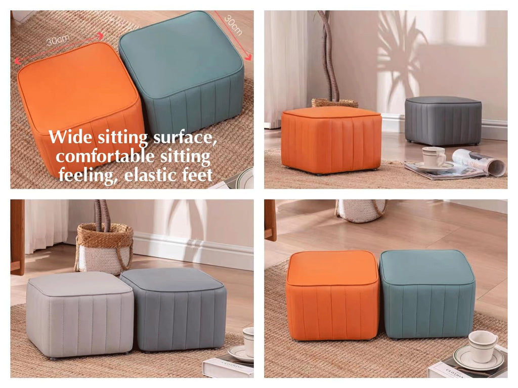 Leather Upholstered Square Footstool S501