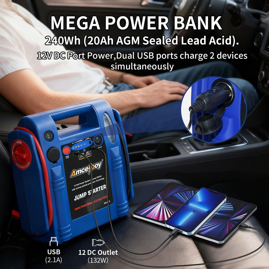 2000 Peak Amp 12V Car Battery Jump Starter P5895