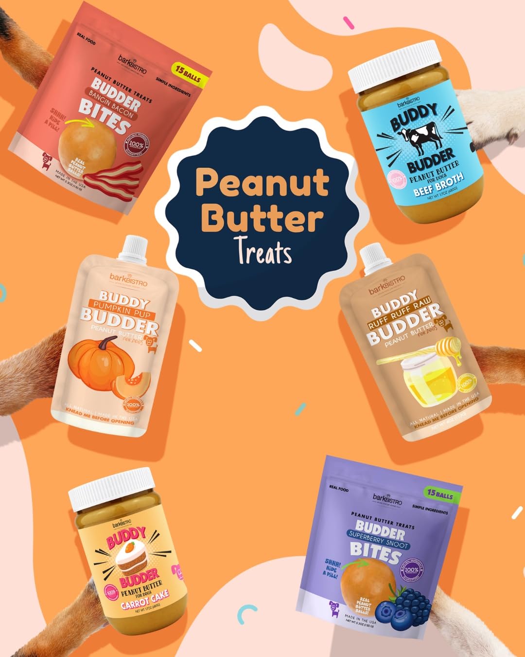 3pk 4oz Natural Dog Peanut Butter Pouches E243