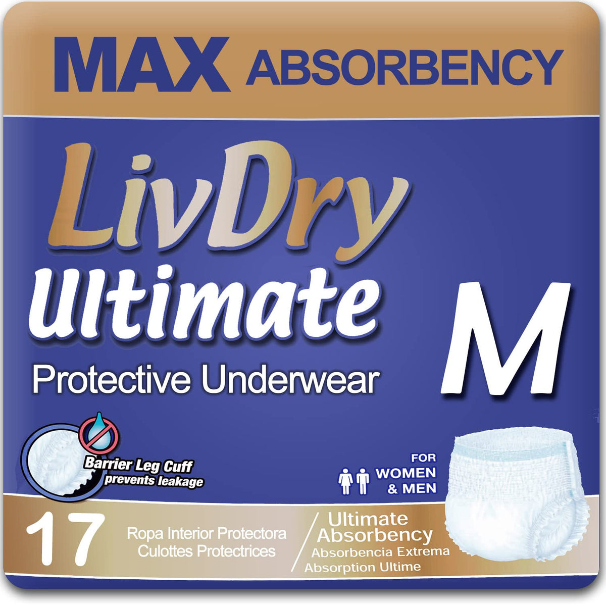Adult Incontinence Underwear, Medium, 17-Pack X499