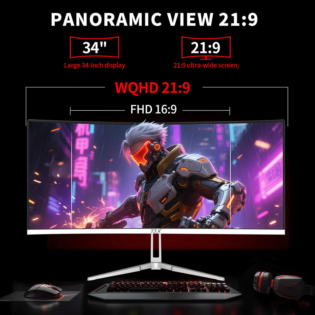 34 Inch Curved 1500R WQHD 180hz VA Gaming Monitor Y734398