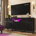 Black Dresser with LED Lights and Power Outlets, 10 Drawers Dresser H5221