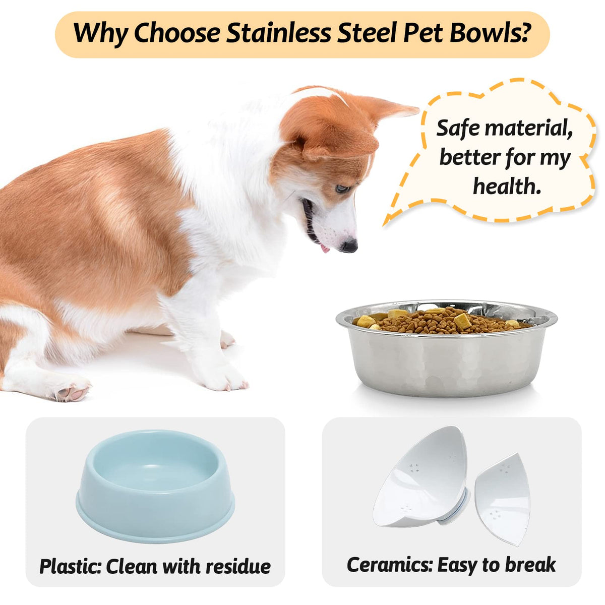 3 Pack Stainless Steel Cat Bowls T88531