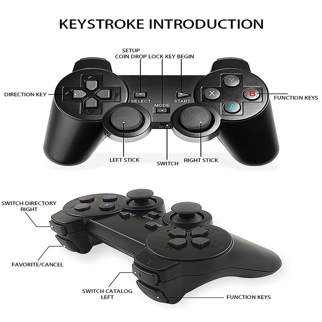 Retro Game Console with 2.4G Wireless Controllers D352