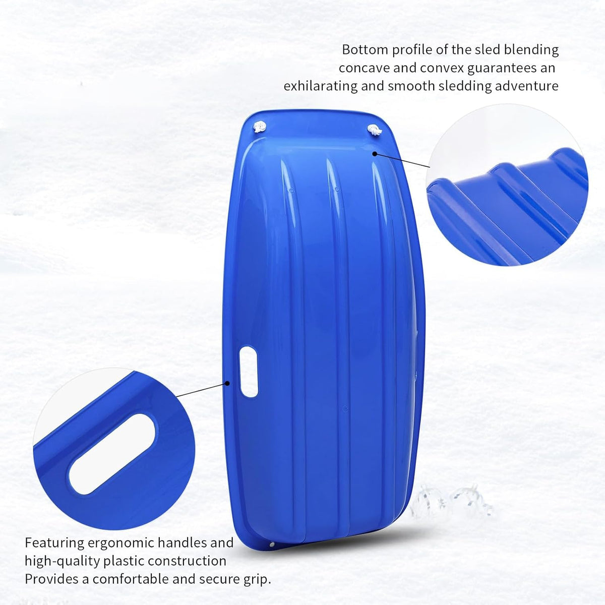 35 inch Plastic Snow Sled with Leash and 2 Handles A53093