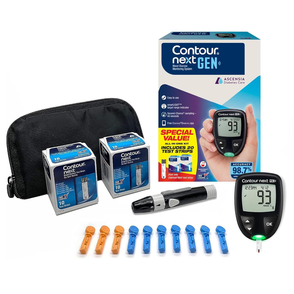Blood Glucose Monitor Kit + 20 Strips E34615