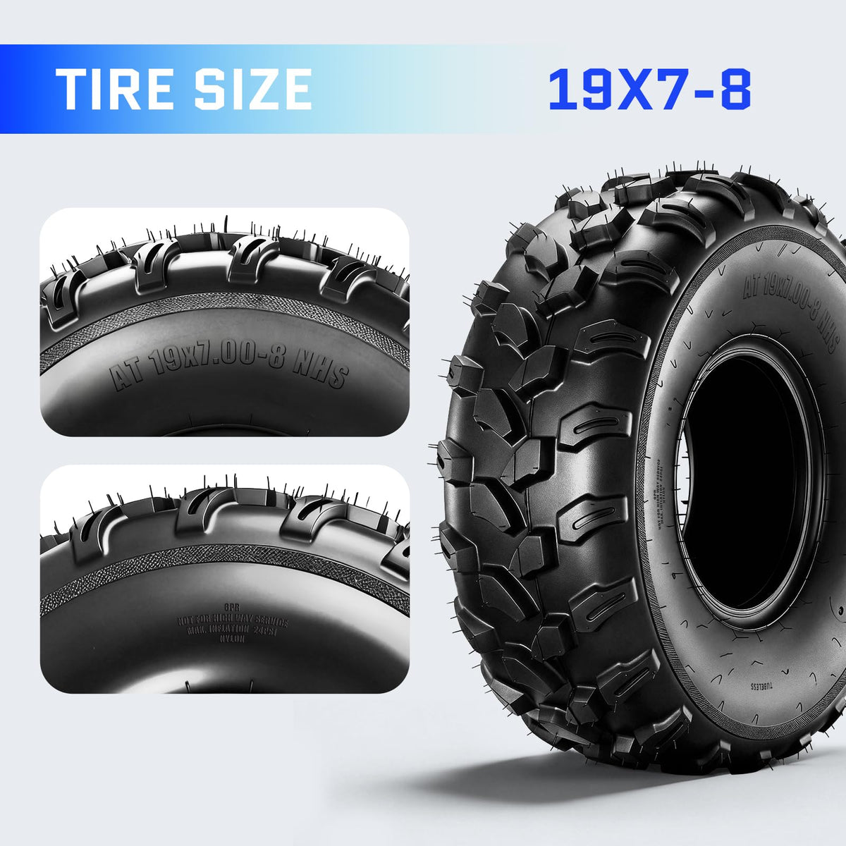 19x7-8 ATV Tires 6PR All-Terrain Tubeless Pack of 2 F50394