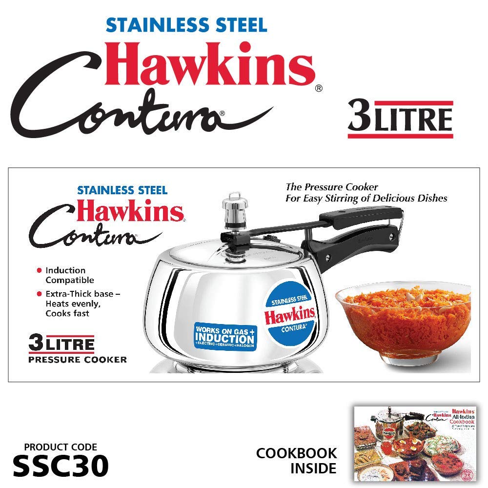 Stainless Steel Induction Gas Compatible Pressure Cooker Combo Set, Silver (1.5 litre and 3 litre) Y92873