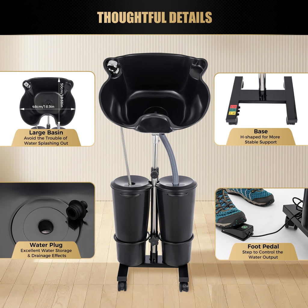 Portable Shampoo Bowl with Electric Pump U87351