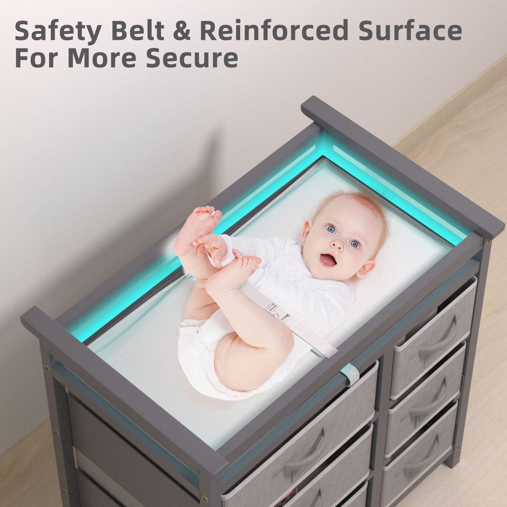 Baby Changing Table with 6 Drawers Storage Station J33874