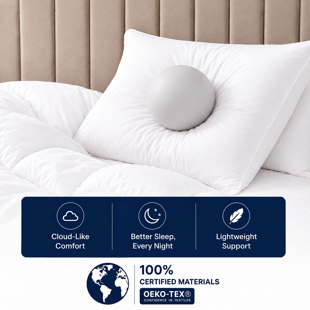 King Size White Microfiber Bed Pillows Set of 2 B933500