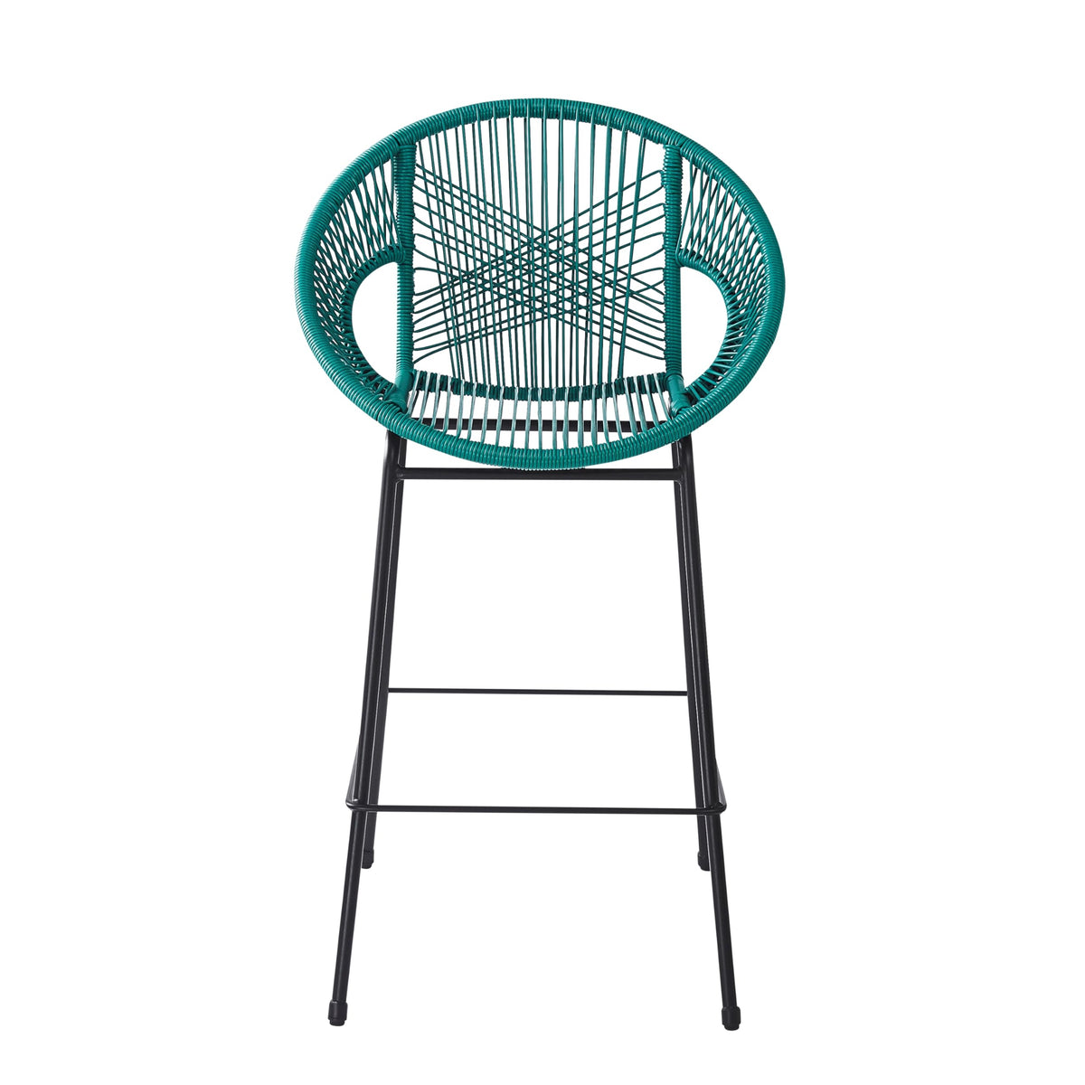 Teal Faux Wicker Outdoor Bar Stool Set of 2 F1061