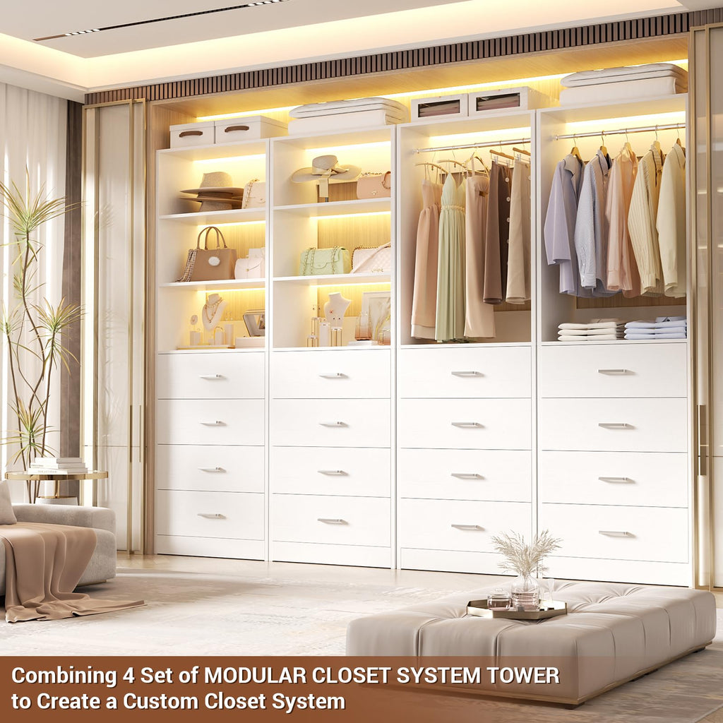 White Wood Closet Organizer System V837