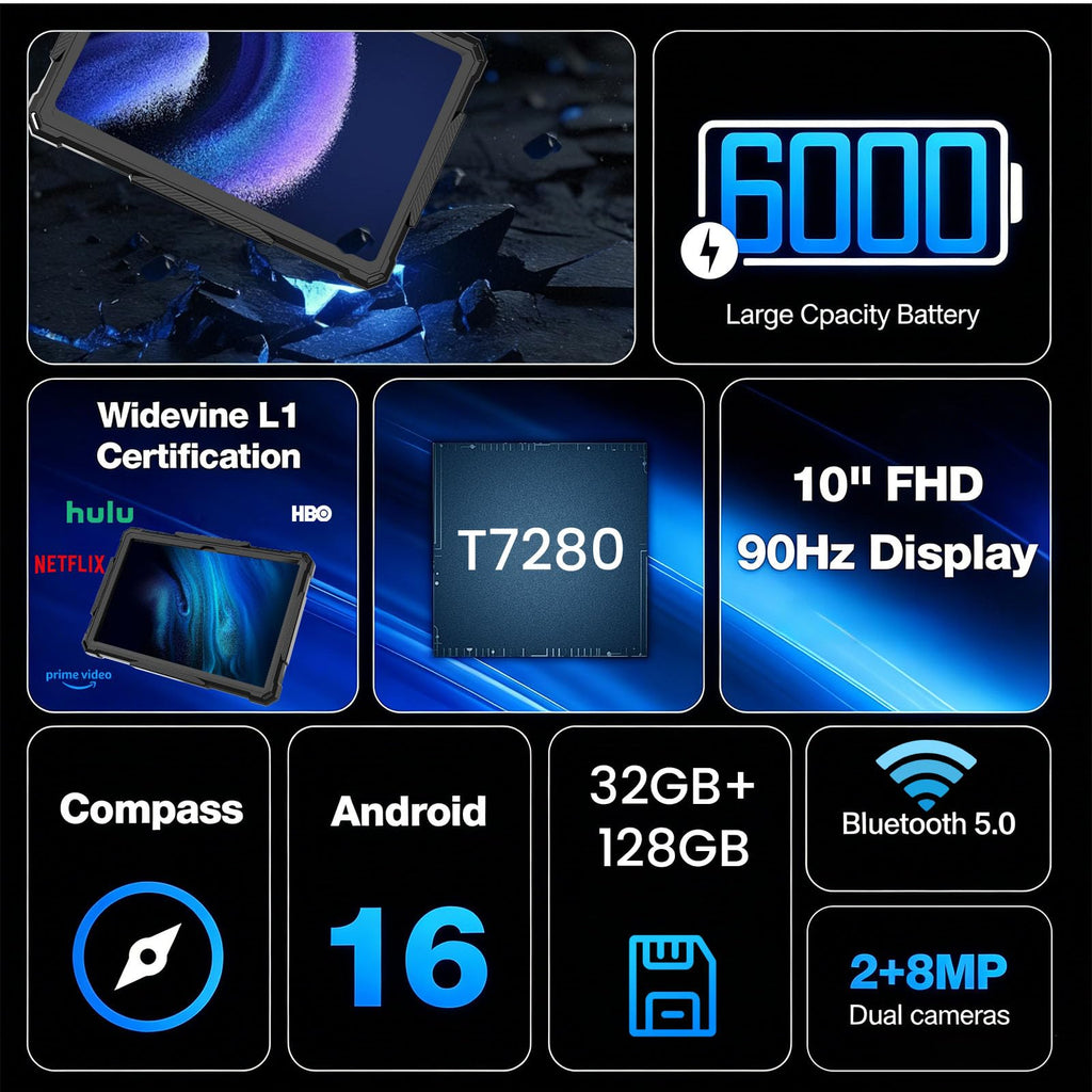 10 Inch Android 16 Tablet 32GB RAM 128GB ROM A635