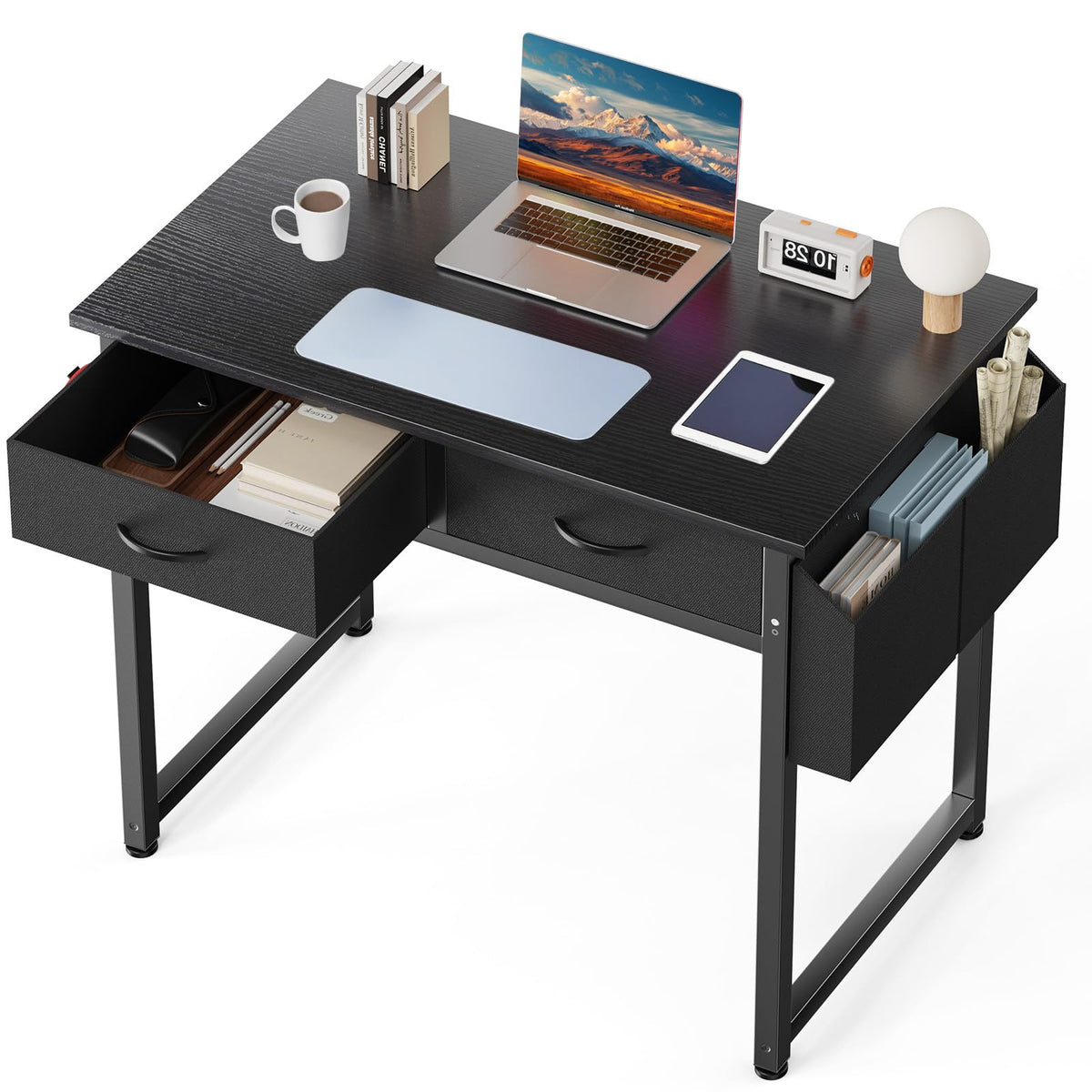 32" Black Computer Desk with Drawers X70852