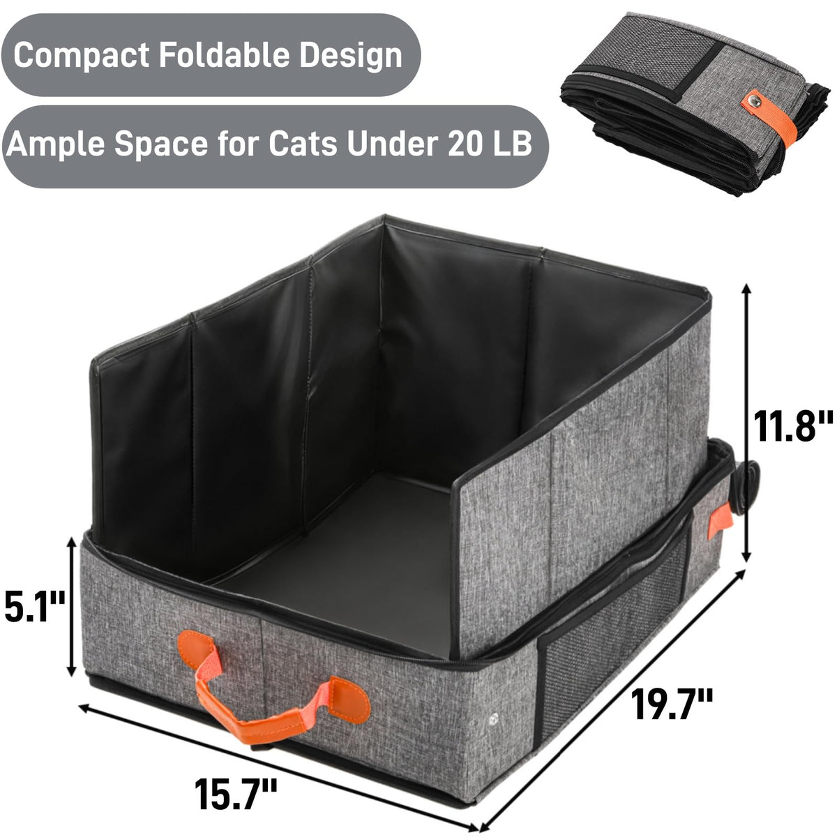 Portable Foldable Cat Litter Box with Lid & Scoop & Bowl G1734
