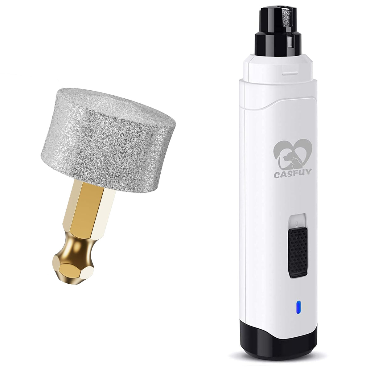 Dog Nail Grinder & Replacement Grinding Head Bundle White I529