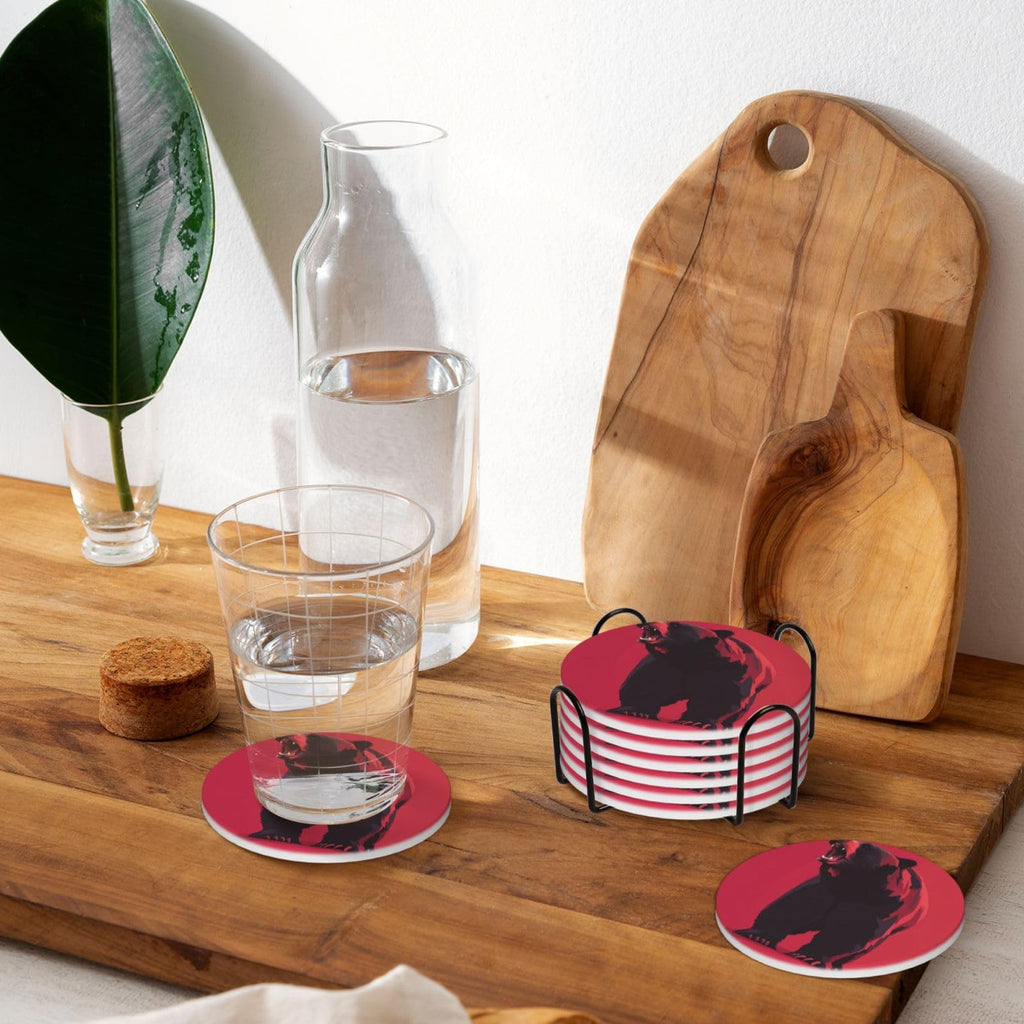 Ceramic Coasters with Holder Set of 6 D725113