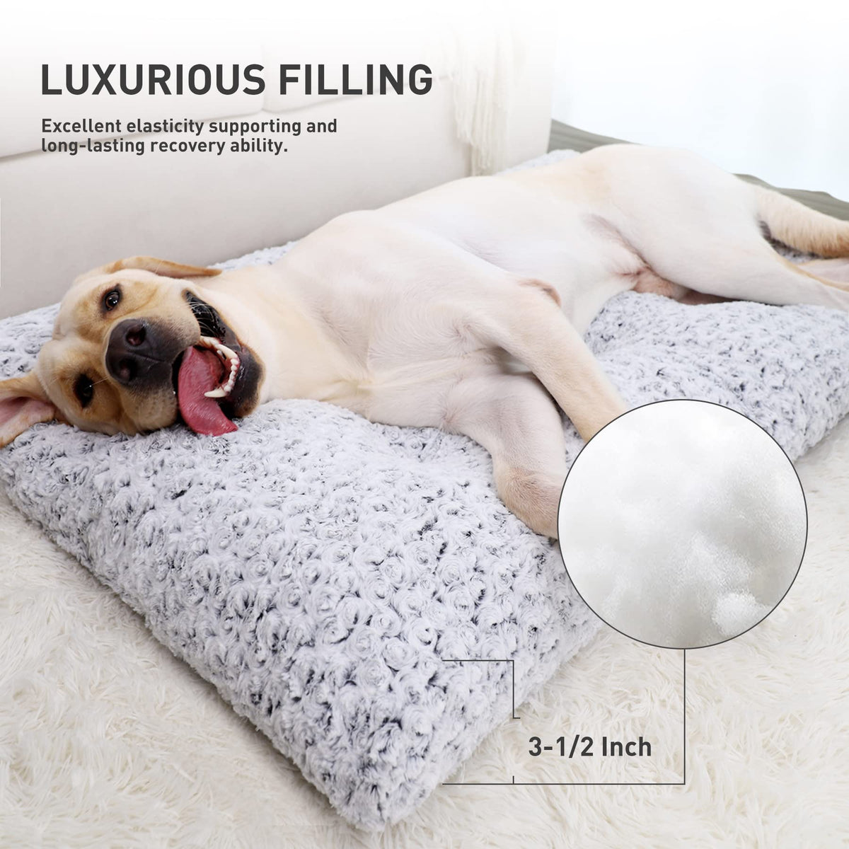 Washable Plush Dog Bed Medium 35"x23" Gray Q27550