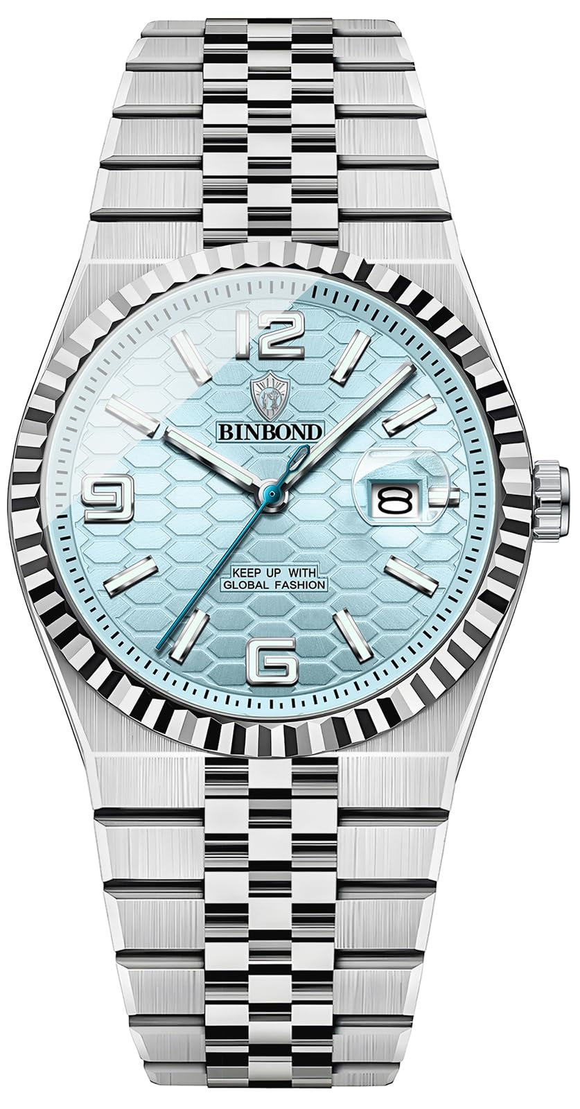 Men's 40mm Slim Quartz Wristwatch with Luminous Hands and Stainless Steel Strap C955422