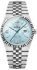 Men's 40mm Slim Quartz Wristwatch with Luminous Hands and Stainless Steel Strap C955422