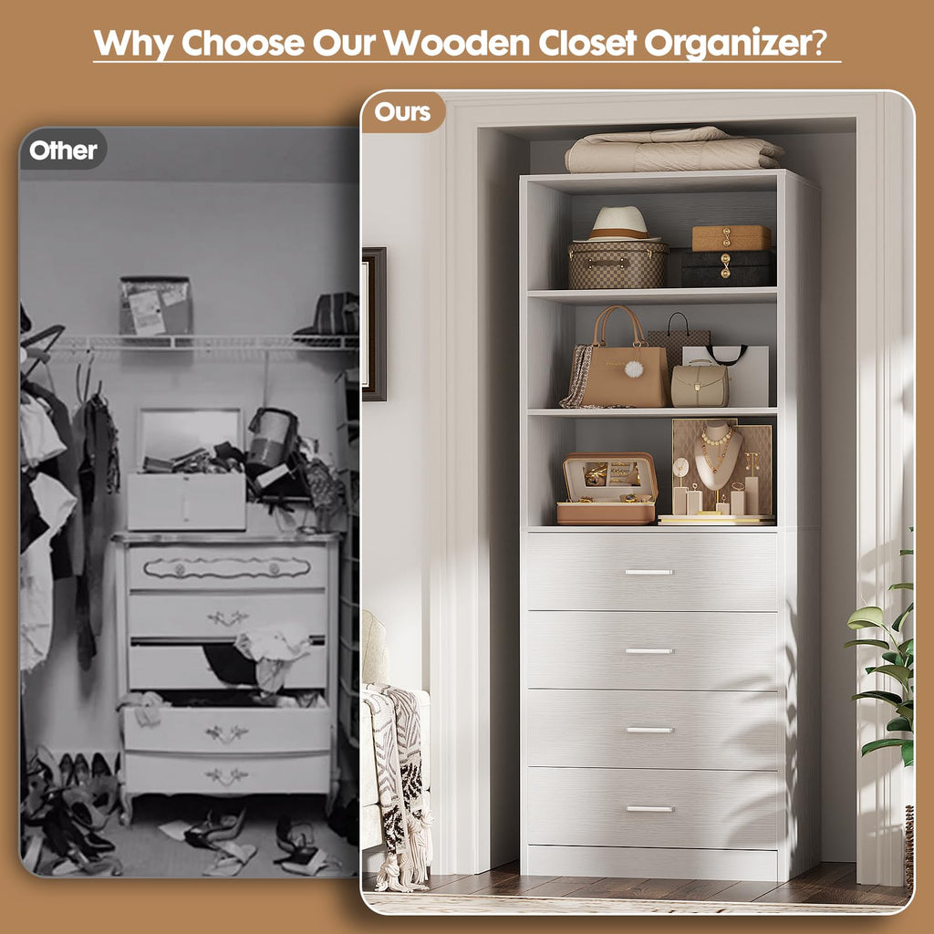White Wood Closet Organizer System V837
