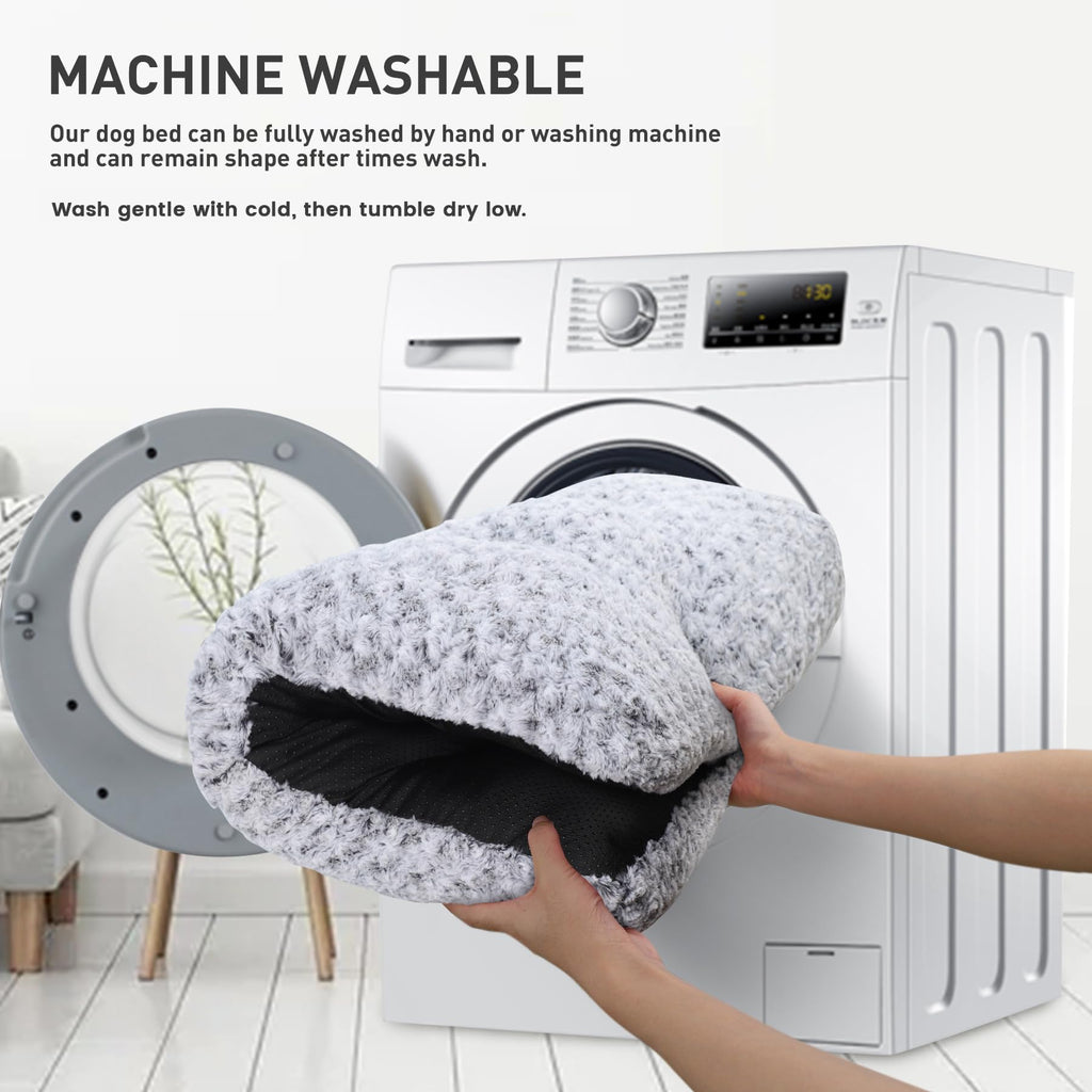 Washable Plush Dog Bed Medium 35"x23" Gray Q27550