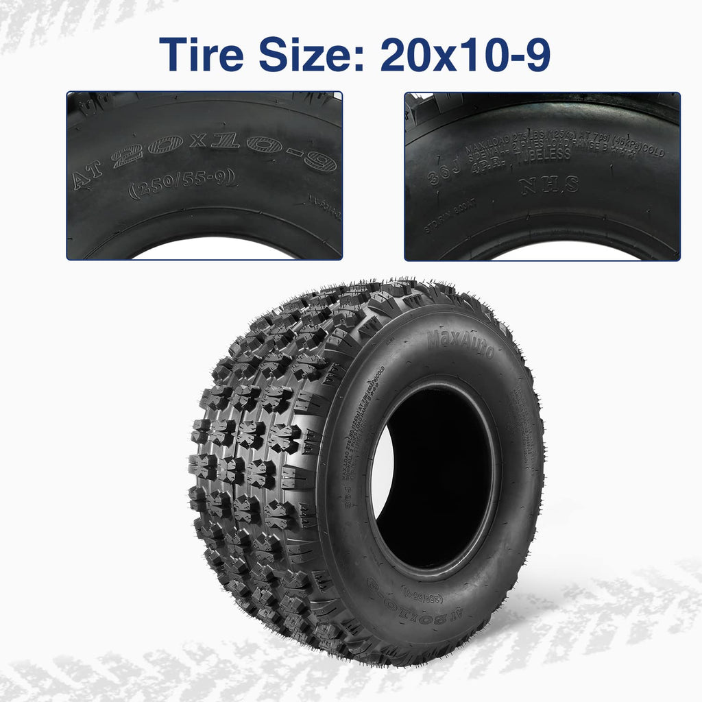 Set of 4 Sport ATV Tires 22x7-10 Front & 20x10-9 Rear 4PR Y26773