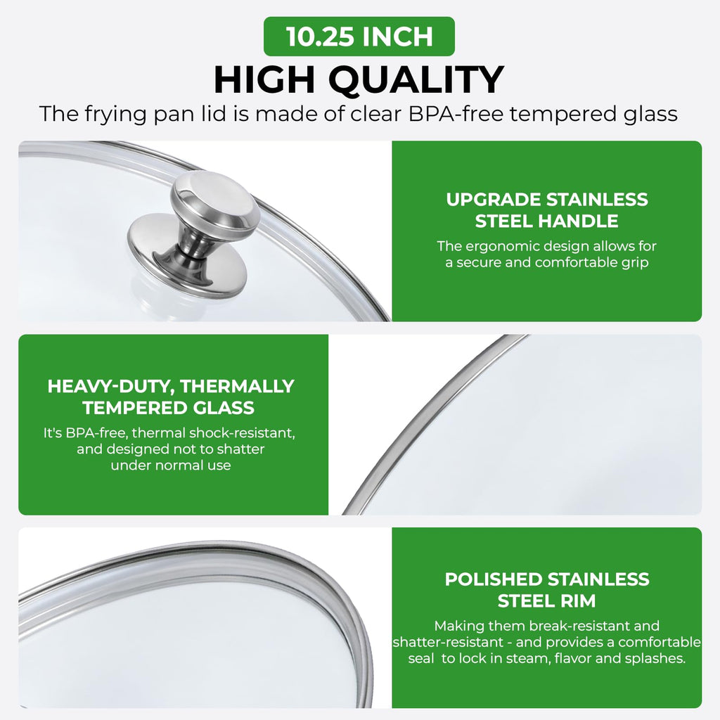 10.25 Inch Tempered Glass Lid with Stainless Steel Knob D67785